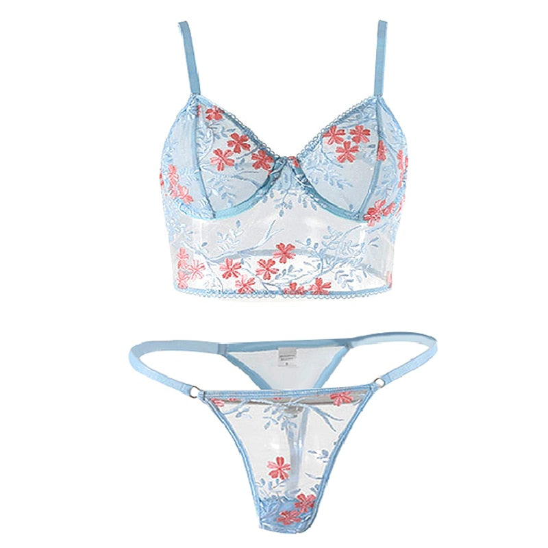 Woman Floral Bra Set