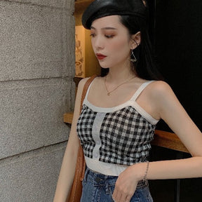 Women Plaid Crop Tops